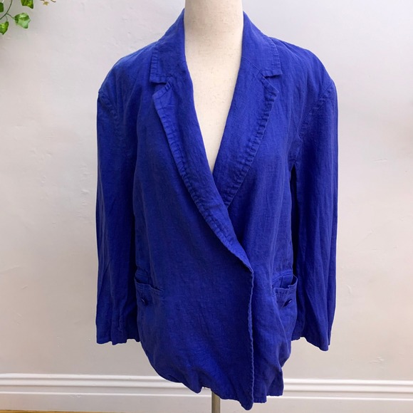 Madewell Blue Linen Oversized Blazer Size Small - Picture 3 of 11